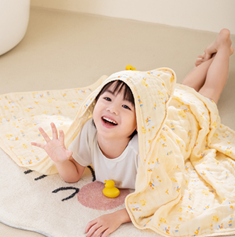 21秋六層連帽紗布浴巾